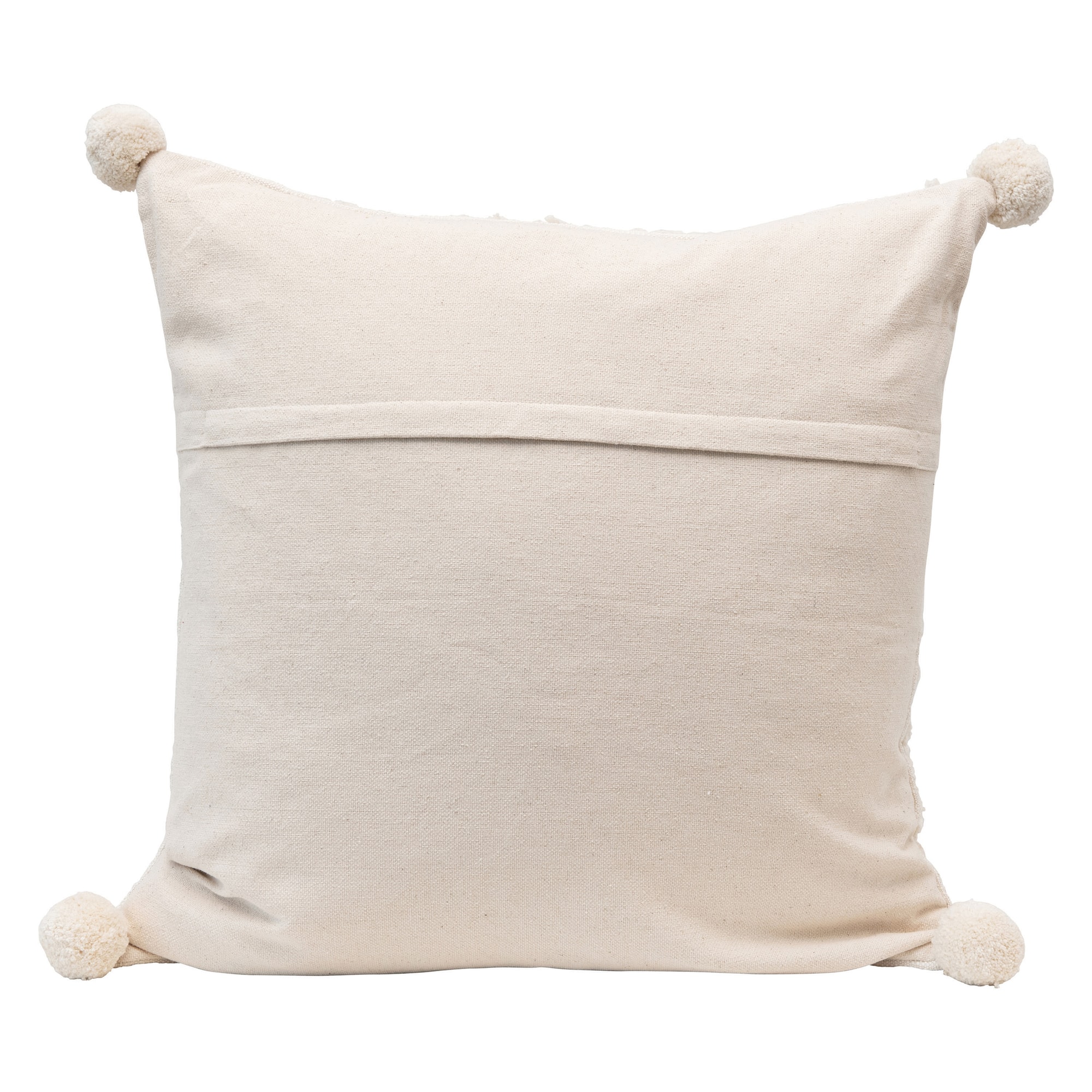 Hello Honey® Cream Cotton Tufted Pillow with Pom Poms